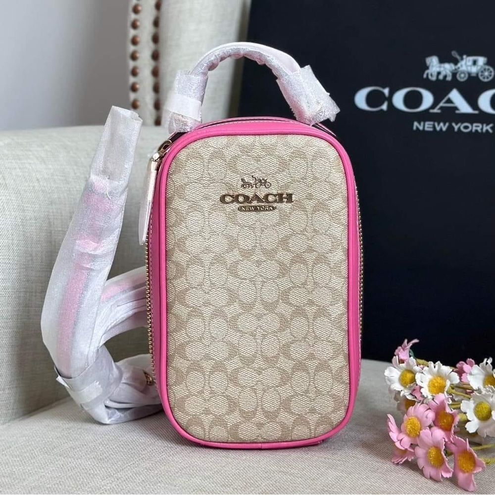 EVA PHONE CROSSBODY IN COLOR BLOCK SIGNATURE CANVAS